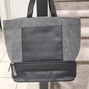 DSW Gray Felt Weekender Tote Overnight Travel Bag